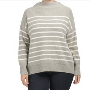 Vince Breton Stripe Boiled Cashmere Funnel Neck $425 NWT